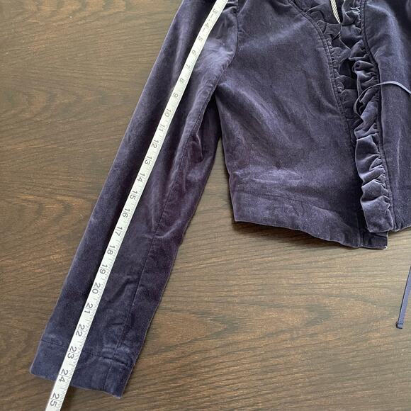 Anthropologie Leifsdottir Maude Blue Velvet Ruffled Blazer Jacket, Women's 6 - Picture 7 of 7